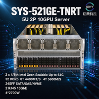 Serveur Super micro SYS-521GE-TNRT 5U, double processeur Intel Xeon de 5e génération, 16 DIMM, 4 To de RAM, 8 baies NVMe SATA, 2000 W, serveur GPU redondant Titanium