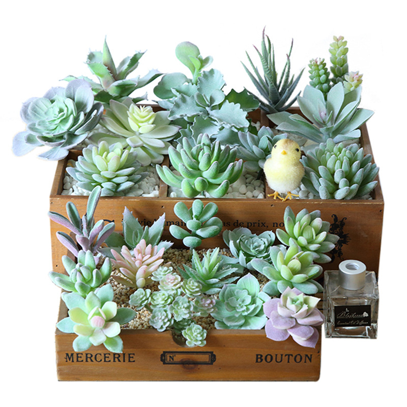 Artificial Flocked Succulent Mini Premium Fake Succulents Plants for DIY Crafting Home Floral Garden Arrangement Office Decor