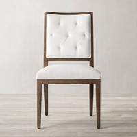 Chaise de salle à manger à dossier haut de conception française, moderne, capitonnée, en tissu blanc, en bois durable, pour restaurant, villa, hôtel, salon, chambre à coucher