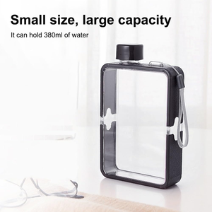 Botella de Agua Plana Reutilizable A5 de 380 ml, Transparente, Delgada, para Deportes, Camping, Viajes y Taza para Beber en Cualquier Lugar - Product Image 4