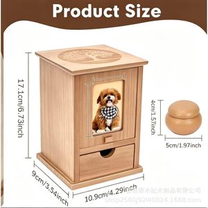 Wooden Pet <b>Urn</b> Rectangle 17.1cm High Durable Pet Memorial Box for <b>Cat</b> Dog - Product Image 1