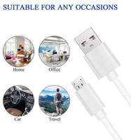 Câble de charge rapide USB Micro B V8 blanc de type moulé en PVC, en cuivre pur de haute qualité, 50 cm, 1 m, 2 m, en vrac, en stock