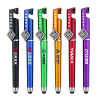 Stylo multifonctionnel en plastique avec logo personnalisé, support de téléphone portable, stylet actif, impression de code QR, stylo à encre gel pour écran tactile