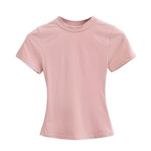 T-shirt décontracté d'été pour <span class=keywords><strong>femme</strong></span>, coupe classique, manches courtes, imprimé contrasté, logo personnalisé, jersey - Product Image 3