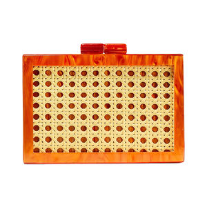 Sac à main élégant en rotin et acrylique pour femme, pochette de soirée marbrée stylée, sac carré pour la plage et les soirées en bord de mer - Product Image 3