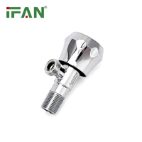 IFAN Superventas Grifo de Ángulo Moderno para Cocina y Baño, Válvula de Corte de Agua de 1/2 Pulgada, 2 Vías, Manija Plateada, Latón, Fácil Instalación