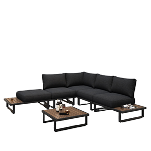 Conjunto de Sofás Esquineros Modernos y Duraderos para Exteriores, Muebles Seccionales en Forma de L para Uso en Parques y Jardines, Estructura de Aluminio Impermeable - Product Image 1