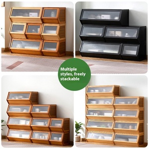 Tích hợp prellis GỖ PHÒNG KHÁCH lưu trữ tủ nhiều lớp kệ sách kệ sách với cửa Giày giá hiển thị tầng thường vụ - Product Image 5