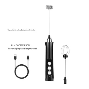 Yumurta Çırpıcı Süt Köpürtücü 2'si 1 Arada 3 Hızlı Ayarlanabilir El Mikseri Evde Kullanım Şarj Edilebilir Pil Çırpıcı Klasik Tasarım - Product Image 6