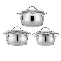 Ustensiles de cuisine en gros : Ensemble de 6 casseroles en acier inoxydable avec couvercles en verre et fond à induction pour cuisinière