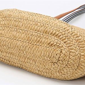 Modetrend Bambus-Handtaschen Mini-Kinderhandtasche aus Rattan Jute Große Strandtaschen Shopper-Einkaufstasche Stroh - Product Image 6