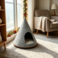 Tente durable en feutre DIY, décoration manuelle semi-fermée pour Noël, maison pour animaux de compagnie, lit-caverne en forme de cône pour chat