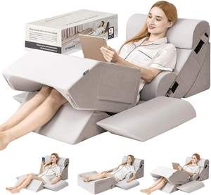 Juego de 9 Almohadas Ortopédicas en Forma de <span class=keywords><strong>Cuña</strong></span> <span class=keywords><strong>para</strong></span> Cama, Espuma Viscoelástica Ajustable <span class=keywords><strong>para</strong></span> Sentarse en la Cama, Ideal <span class=keywords><strong>para</strong></span> Adultos con <span class=keywords><strong>Reflujo</strong></span> Ácido y GERD - Product Image 1