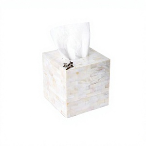 Boîte à mouchoirs en bois et nacre de qualité supérieure, forme carrée, pour table à manger - Product Image 1