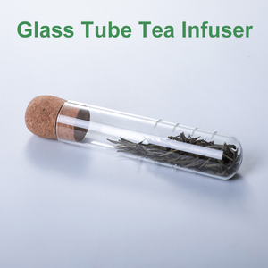 Infusore per Tè in Vetro Borosilicato ad Alta Resistenza, Portatile e Riutilizzabile, con Coperchio in Sughero, Design a Provetta - Product Image 1