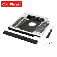 2nd Hard Drive Disk Caddy untuk komputer Laptop 9.0/9.5/12.7mm Aluminium SATA3.0 SSD braket adaptor 2.5 inci hitam casing & tas