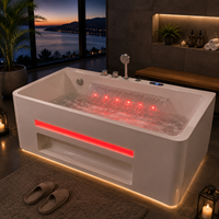 Baignoire intérieure en acrylique HG avec compartiment de rangement frontal, bande lumineuse violette et douchette à main pour importateurs et acheteurs en gros