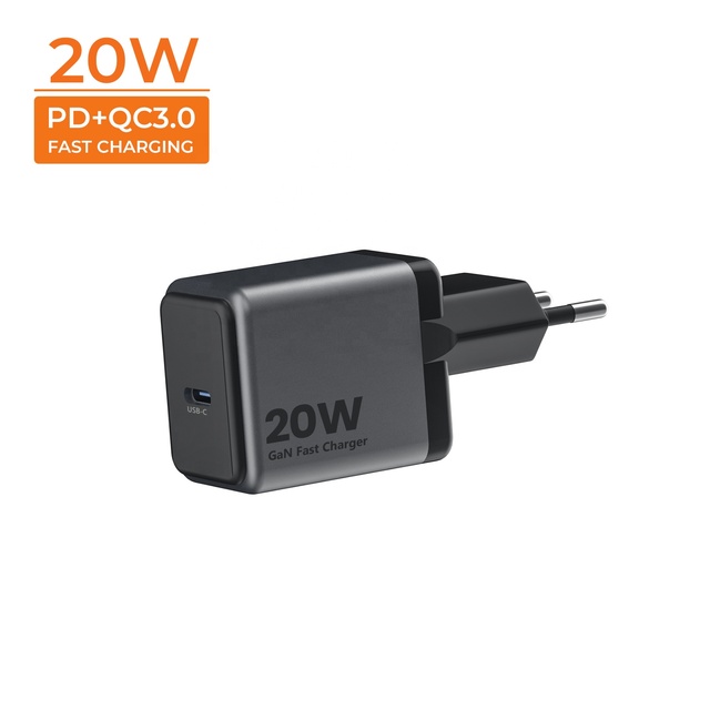 20W USB-C Fast Charger QC3.0 PD Foldable Plug Digital Display Gan Material OTP OVP Protection Laptop Camera Earphone Travel Use