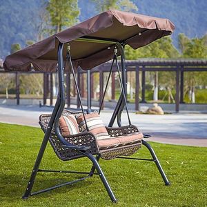 <strong>Garden</strong> <strong>Swing</strong> <strong>Bench</strong> 2 Seater PE Wicker With Canopy Metal Frame Outdoor <strong>Swing</strong> Chair OEM - Product Image 6