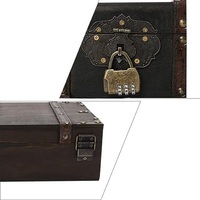 Cofre del tesoro pirata con cerradura de código de hierro Cajas de madera vintage con cerradura Caja de madera vikinga