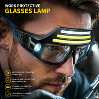 Lampe frontale à lunettes COB à 3 rangées, deux modèles : capteur et standard, lumière blanche, jaune, rouge, mode SOS stroboscopique, lumière mains libres pour lunettes