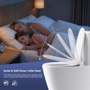 Siège de toilette ergonomique blanc en forme de D à fermeture douce avec système de dégagement rapide pour un nettoyage facile, idéal pour la salle de bain familiale - Product Image 5