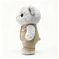 Ours en peluche gris en gros, personnalisés en forme d'animaux, jouets en peluche en vrac avec vêtements, ours en peluche personnalisés