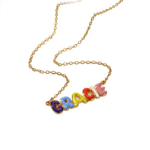 Collar Bohemio Dorado de Acero Inoxidable 316L de 18K con Placa de Identificación Personalizada con Nombre y Letra para Mujer - Product Image 5