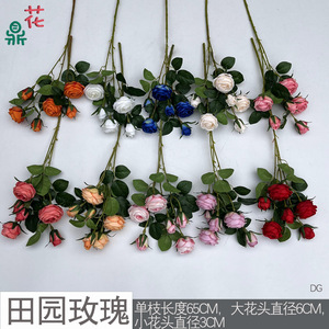 Roses artificielles en soie, fleurs faites à la main, style naturel, bouquet de mariage, décoration, 6 têtes, bords frisés - Product Image 4