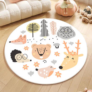 Alfombra Infantil Redonda de Dibujos Animados, Antideslizante, Diseño Moderno para Dormitorio, Área de Juegos, Segura para Niños, Lavable con Agua - Product Image 1