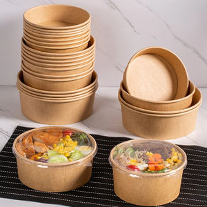Bol jetable en papier kraft biodégradable de haute qualité de 32 oz avec couvercles en PET pour salade - Product Image 4