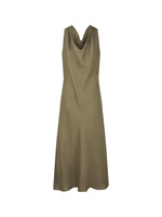 Robe longue vintage d'été en lin, sans manches, à col bénitier, taille naturelle ajustée, dos nu, avec nœud décoratif