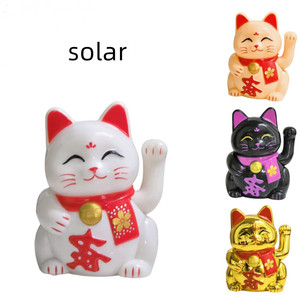 Solar Powered Waving Lucky Cat – Cute Decorative Maneki-Neko For Home, Office, Or Car Dashboard (White) - View #7