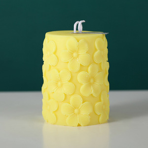 Bougie artisanale Niche, cylindrique, en cire de soja, avec relief 3D fleur de prunier, parfumée, <span class=keywords><strong>pour</strong></span> la décoration de la maison - Product Image 5
