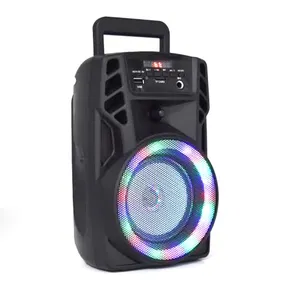 Speaker Troli Portabel Luar Ruangan, Pengeras Suara DJ Sistem Speaker Subwoofer 4 Inci dengan Lampu LED