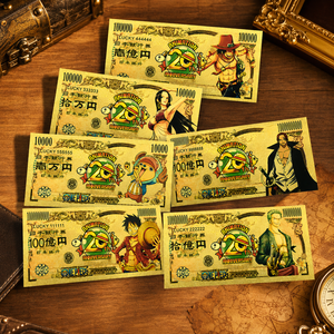 Billet de banque en or 24 carats du 20e anniversaire de One Piece - Collection Anime <span class=keywords><strong>Luffy</strong></span> Zoro Crew Double Face 16x7.6cm Premium pour Fans - Product Image 4