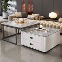 Nouveau style de meubles de maison Table basse carrée multifonctionnelle à bas prix pour thé ou café Table basse moderne en verre blanc