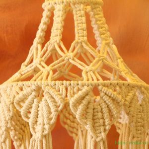 Customizable <b>Boho</b> <b>Light</b> Cotton <b>Ceiling</b> Lamp Shade and Modern Style with Tassel Fringe Macrame for Home Decor - Product Image 2