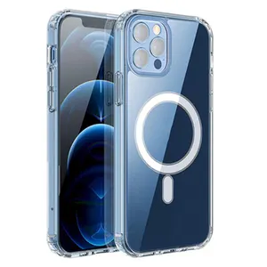 Free Shipping Ultra Slim 1.55mm Crystal Clear Acrylic Magnet Phone Case For Iphone 1112 13 14 Pro Max Xr Xs 7 8 Transparent case