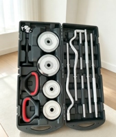 Ensemble d'haltères et de barres de musculation électro-plaqués de 58 kg avec revêtement en caoutchouc, réglables, portables, en fonte, pour la musculation à domicile