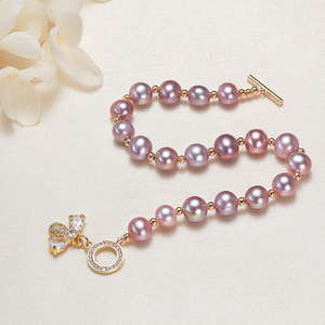 Pulseras de Moda al por Mayor, Pulsera de Cadena con Microincrustaciones de Circonita, Abeja, Perla de Agua Dulce, Inspirada en Celebridades de Internet - Product Image 3