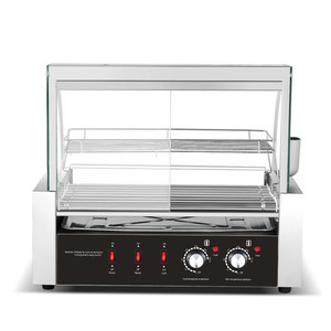 เตาปิ้งฮอทดอกแบบตั้งโต๊ะ สเตนเลสสตีล พร้อมฝาครอบแก้วและชั้นอุ่น - Product Image 1