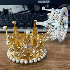 Perla per bambini corona di compleanno fatta a mano da sposa diadema da sposa accessori per abiti da passerella all'ingrosso - Product Image 3