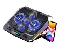 Support de refroidissement silencieux pour ordinateur portable 2025 à 5 ventilateurs, faible consommation avec bouton de réglage de la lumière, accessoire de bureau informatique en stock