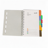 Carnet à spirale avec index coloré, format A5, couverture rigide en PP, 100 feuilles de papier ligné, carnet à 4 onglets