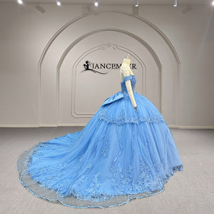 Vestido de Quinceañera Xy005 Azul, Largo hasta el Suelo, con Cintura Natural, para Fiestas de Adolescentes de 15 Años - Product Image 5