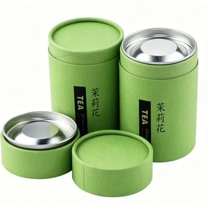 Caja de Almacenamiento de Té Cilíndrica de Cartón con Revestimiento de Papel de Aluminio, Envase Reciclable de Grado Alimenticio para Té y Café - Product Image 1