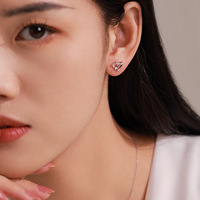 Ensemble collier et boucles d'oreilles Mylove personnalisé en argent sterling 925 plaqué rhodium, pendentif cœur ajouré entrelacé avec zircone cubique, vente en gros