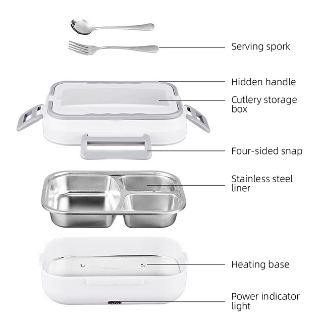 12v/24v/110v/220v Electric Lunch Box Loncheras 1.5L Tiffin Lunch Box Bentobox Lunchbox Containers Rechargeable Heated Lunch Box