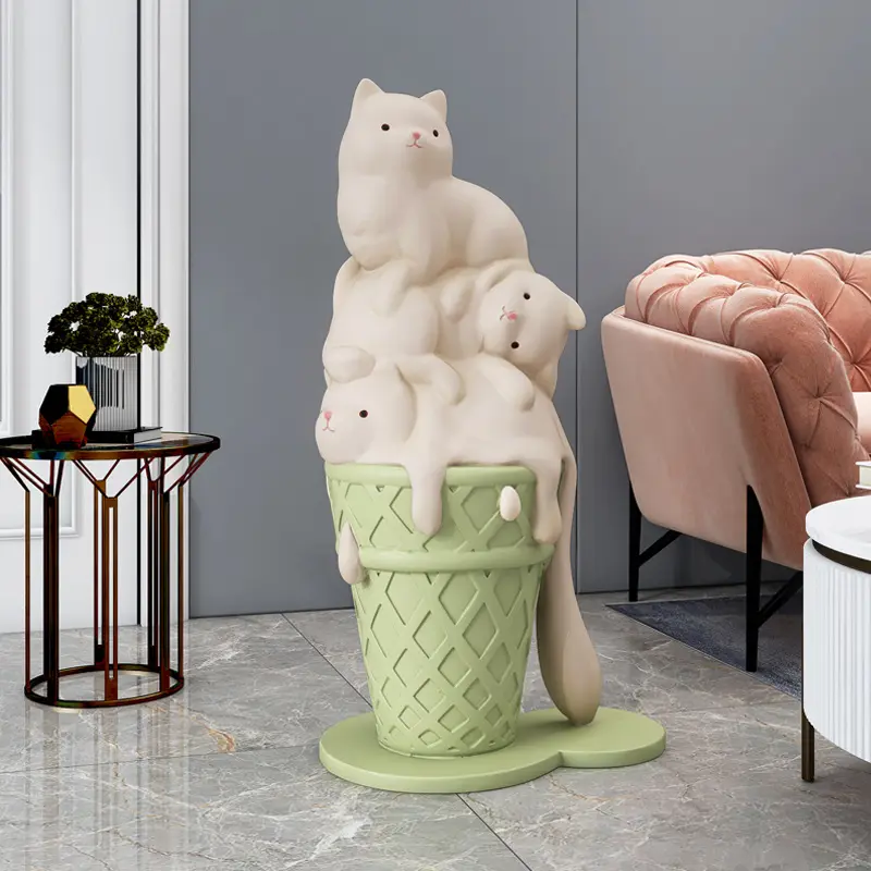 Großhandel kreative Wohnzimmer Wohnkultur Katze Boden Skulptur Ornamente Einweihung sparty Geschenke Home Decoration